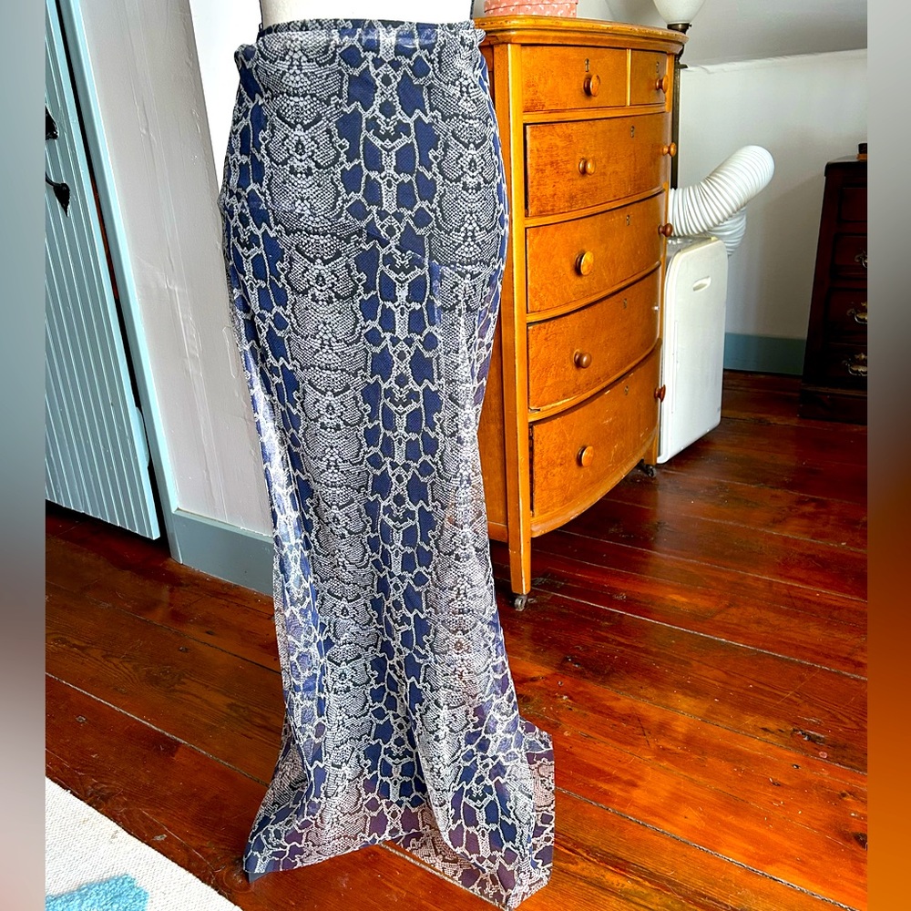 Sheer reptile over black maxi skirt…that doubles as a dress!
